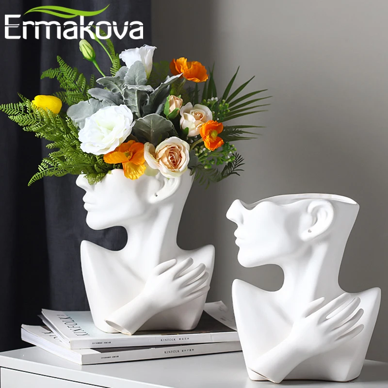 Керамическая ваза ERMAKOVA в скандинавском стиле цветочный горшок с абстрактным