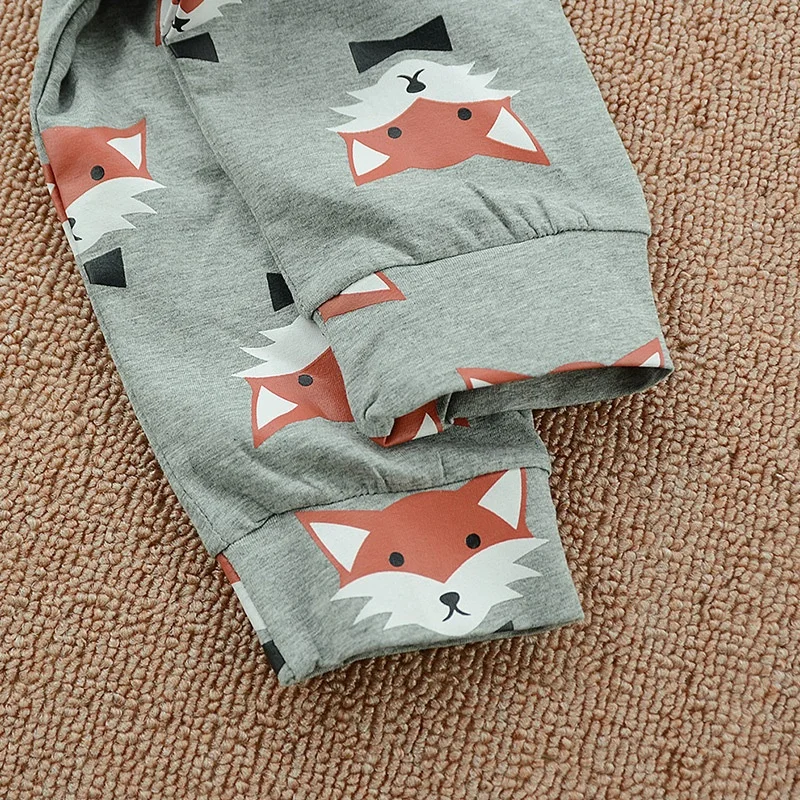 

Baby Boy Clothes Set 2pcs Set Cotton Animal Fox Print Letter Long Sleeve T-shirt Tops+trousers Baby Girl Clothes Winter 0-18M