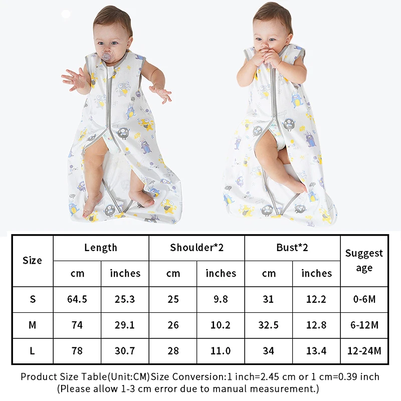 

Summer Sleep Sacks Cotton Baby Muslin Sleeping Bags Newborn Zipper Sleepsack for Kids 0-4 Years Baby Bedding Thin Sacks