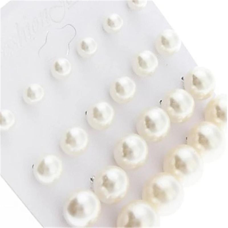 

12 paris/ card women girl gift fashion big and small simulated pearl multicolor stud cc earrings