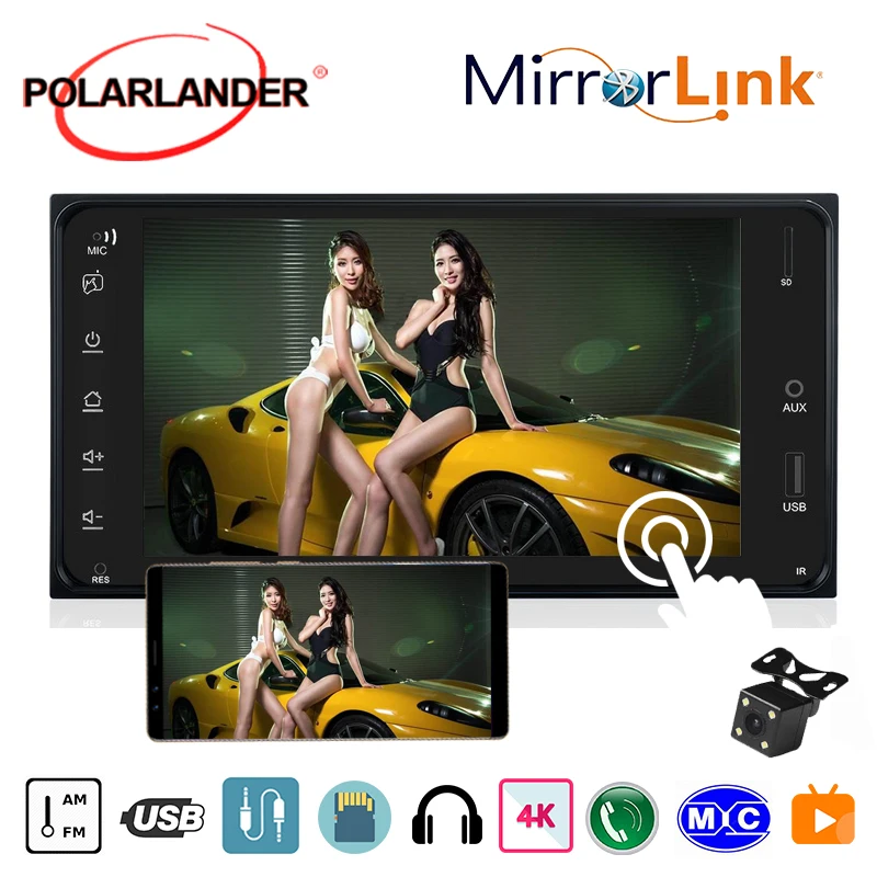 

Автомагнитола 2 Din, 7 дюймов, Android, DVR, задняя камера, система WINCE, MP5, Android 9/Apple, сенсорный экран для дисплея T/oyota Corolla