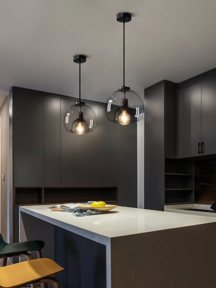 Modern Led Pendant Lights Lighting for Bar Restaurant Dining Room Office Study Loft Indoor Grey Glass Ball Decor Hanging Lamps | Освещение