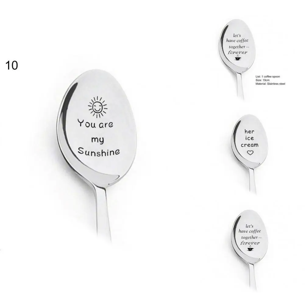 

Wide Application Lightweight Engraved Love Heartwarming Coffee Teaspoon for Couple