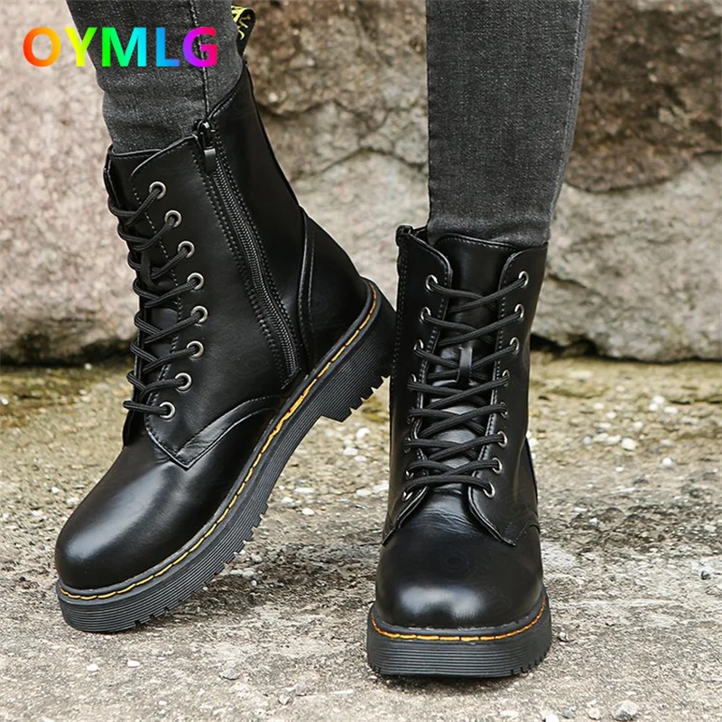 

Thick-soled high-top zipper Martin boots women's platform height-increasing shoes large size motorcycle boots non-slip