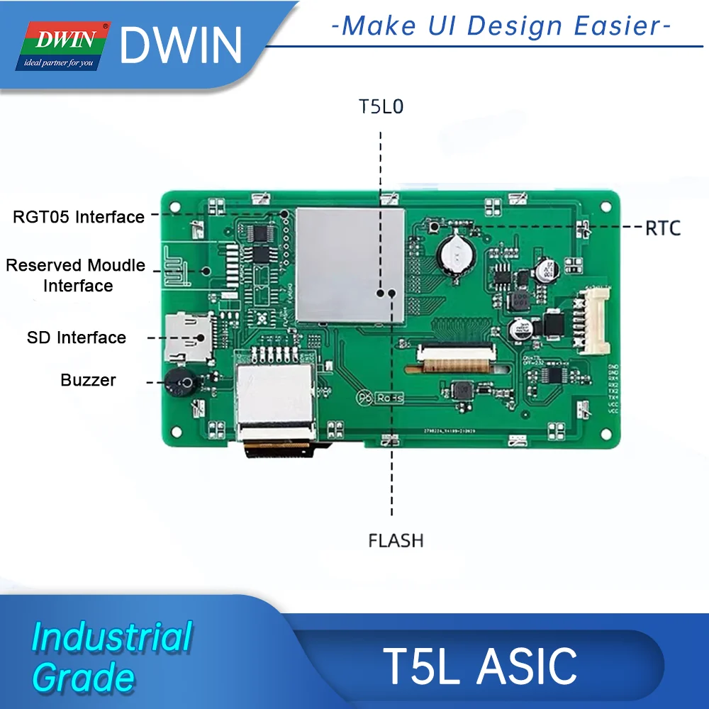 DWIN 5-дюймовый 800*480 DMG80480T050 _ 09W LCD Moudle UART высветление 900nit промышленного класса HMI IPS-TFT