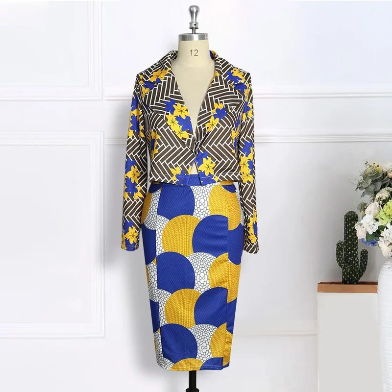 Женский комплект из двух предметов короткий Блейзер с принтом и юбка карандаш