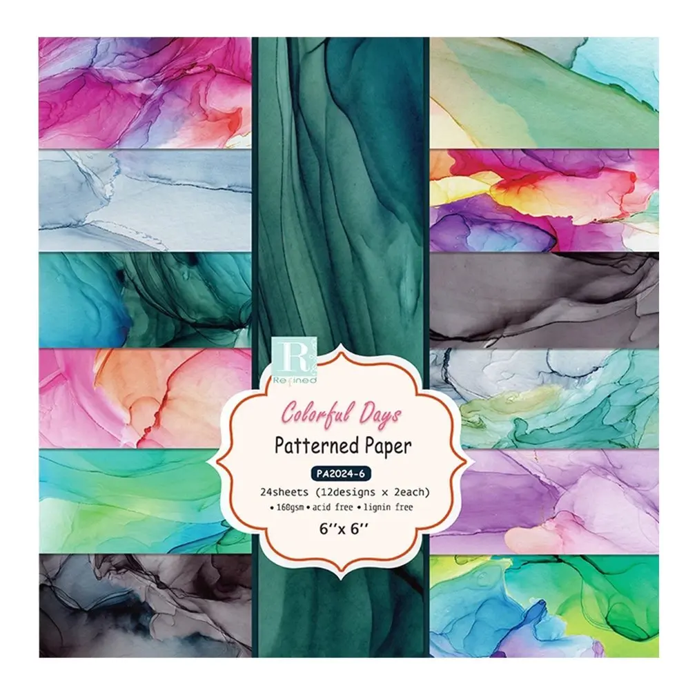 

24 Pieces/SET Colorful Days Patterned Paper Pad DIY Scrapbooking Paper Pack Handmade Paper Craft Background Pad