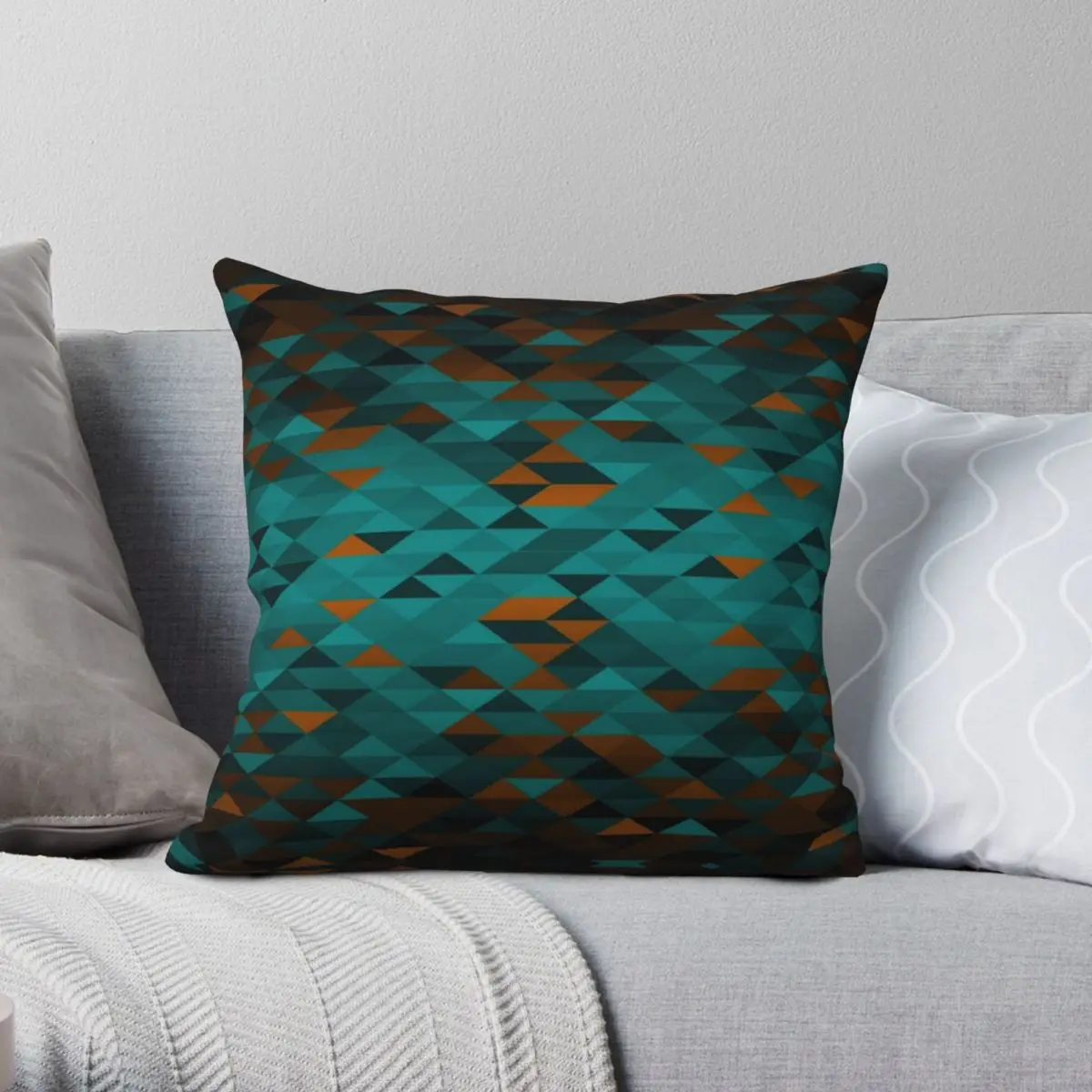 

Triangle Glimmer Teal Orange Pillowcase Polyester Linen Velvet Creative Zip Decor Throw Pillow Case Home Cushion Case