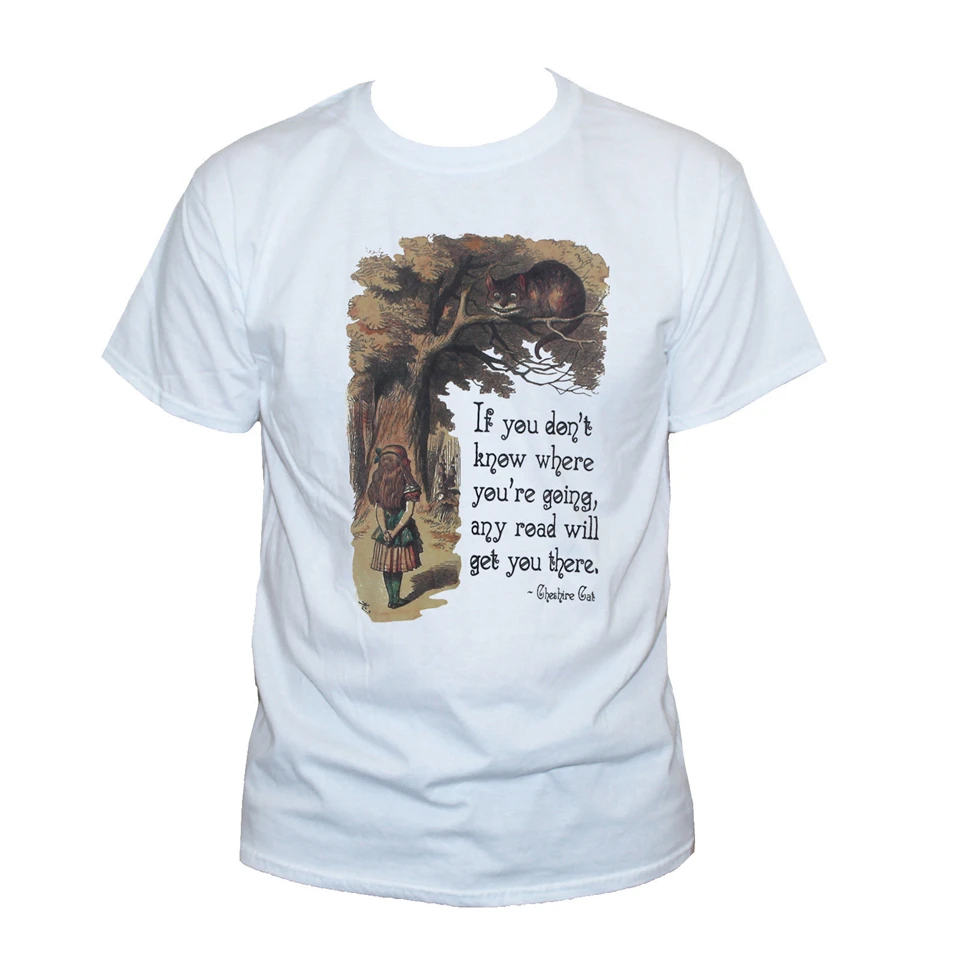 Забавная футболка Алиса в WONDERLAND Чеширский кот с цитатой юмором S M L XL XXL удобные