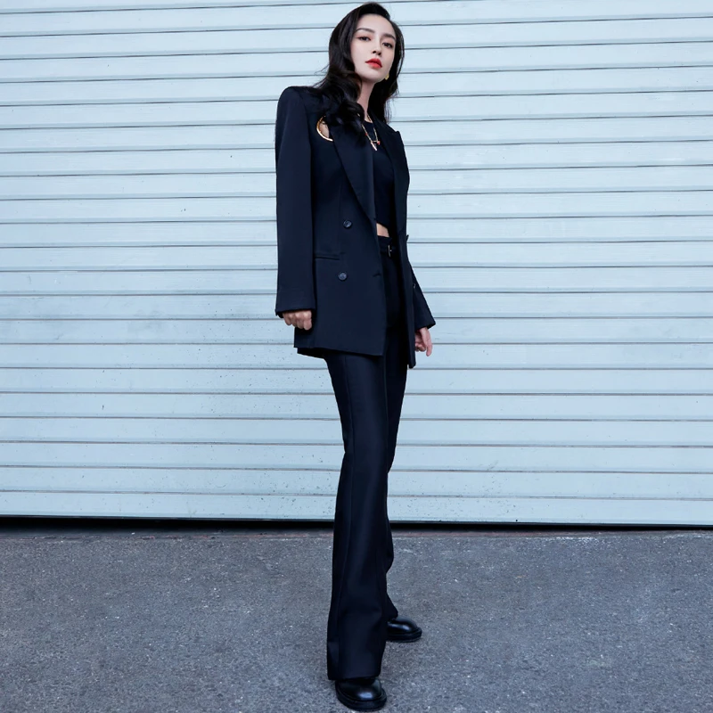 

Designer Spring Autumn Fashion High Quality New Women'S Set Suit Jacket Tops Casual Trousers Vintage Chic Party Two Piece Suit