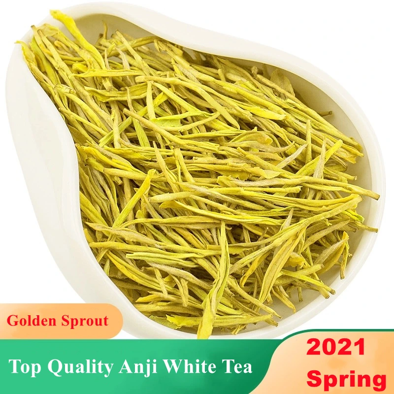 

2021 Spring Anji Bai Cha Golden Buds 6A Chinese An Ji Wthie Cha for Lose Weight Tea Green Health Care Loss Slimming Tea