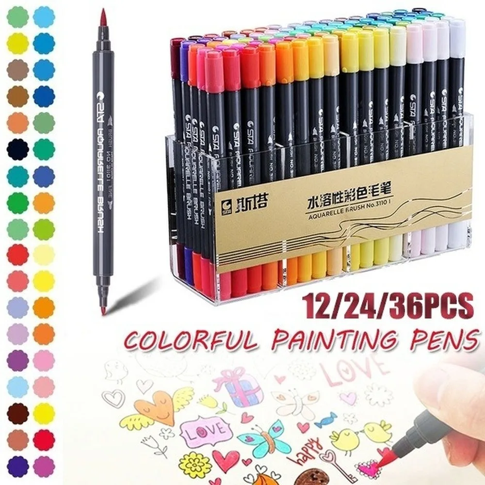 Набор двусторонних наконечников для акварельной кисти 1/5/12/24/36/48/80 цветов| |