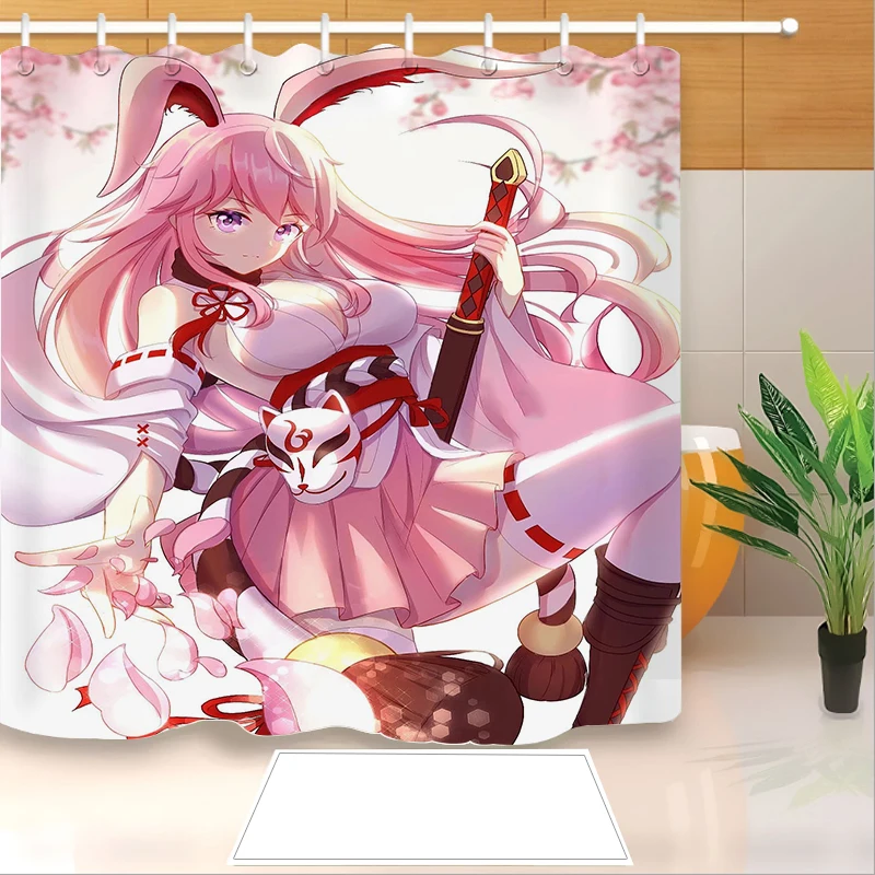 Шторы для душа с 3D принтом аниме Yae Sakura водонепроницаемые занавески ванной