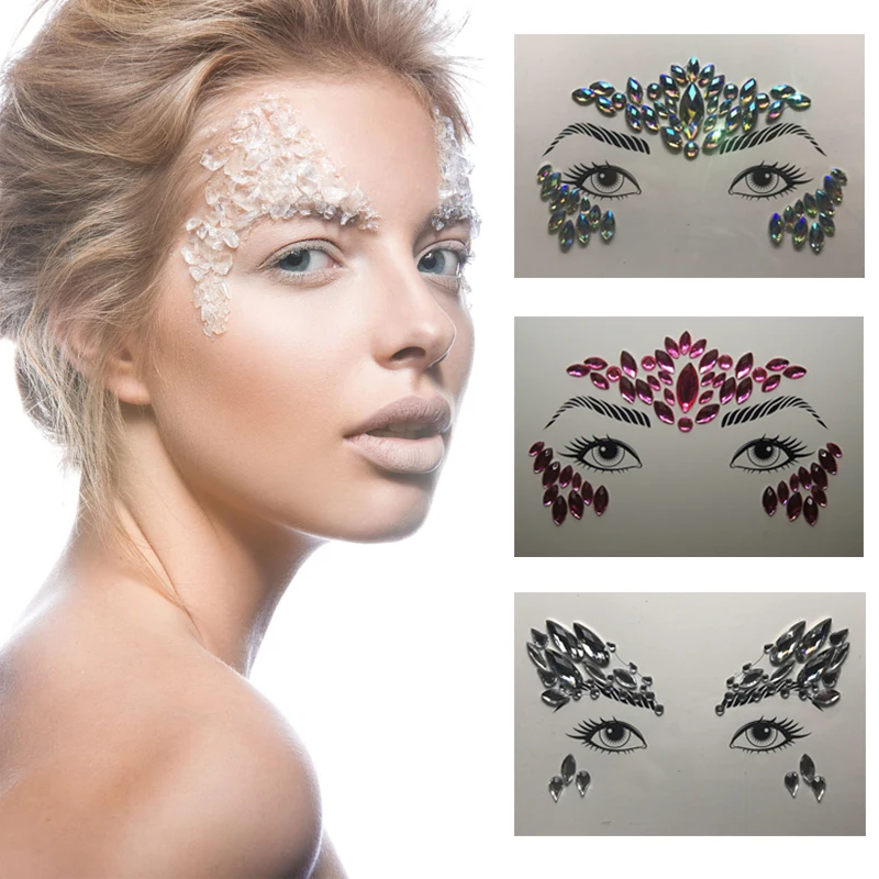 1 шт. акриловые наклейки для лица с кристаллами клей драгоценные камни стразы