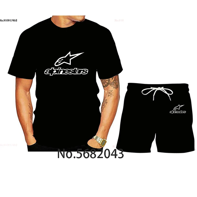 

2021 brand men's T-shirt shorts suit summer 2-piece sportswear + shorts sports suit beach men's casual T-shirt suit sportswear