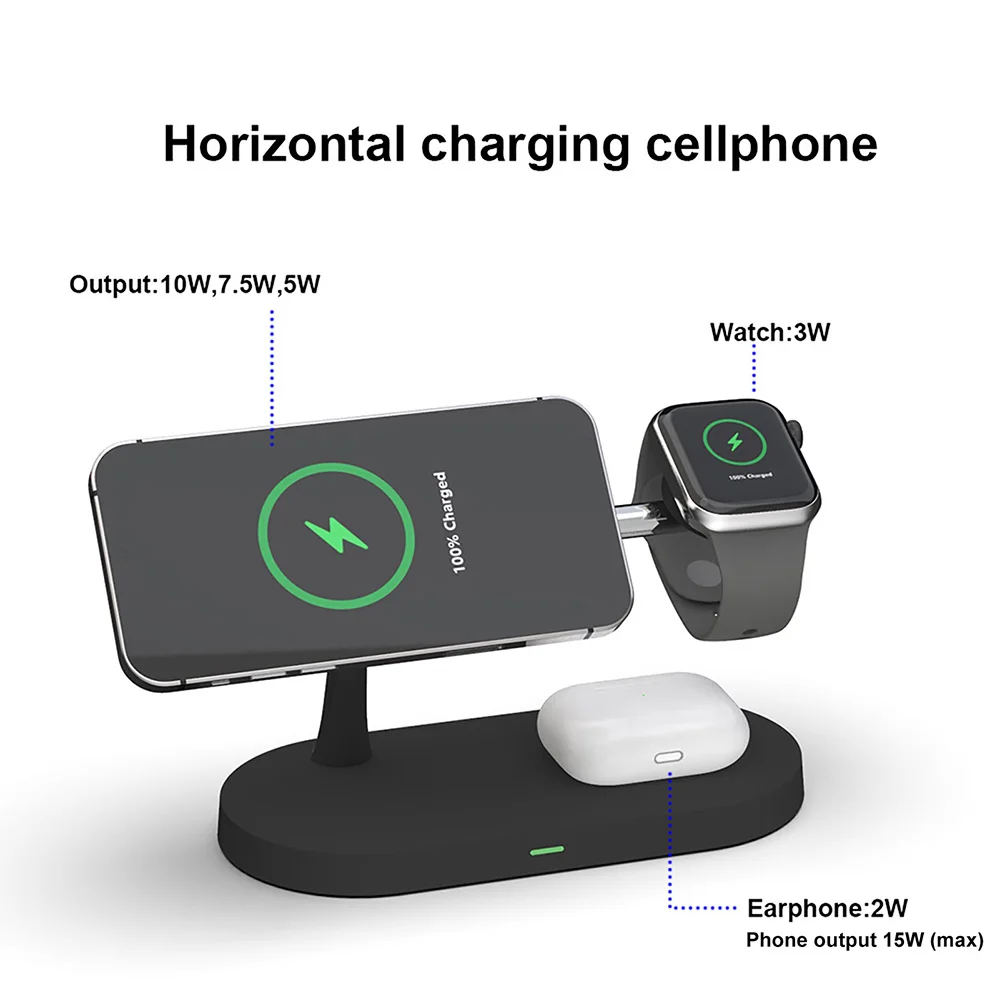 Магнитная Беспроводная зарядная станция 3 в 1 15 Вт для Magsafe IPhone 12 Pro Max Airpods Apple Watch 6 5 4