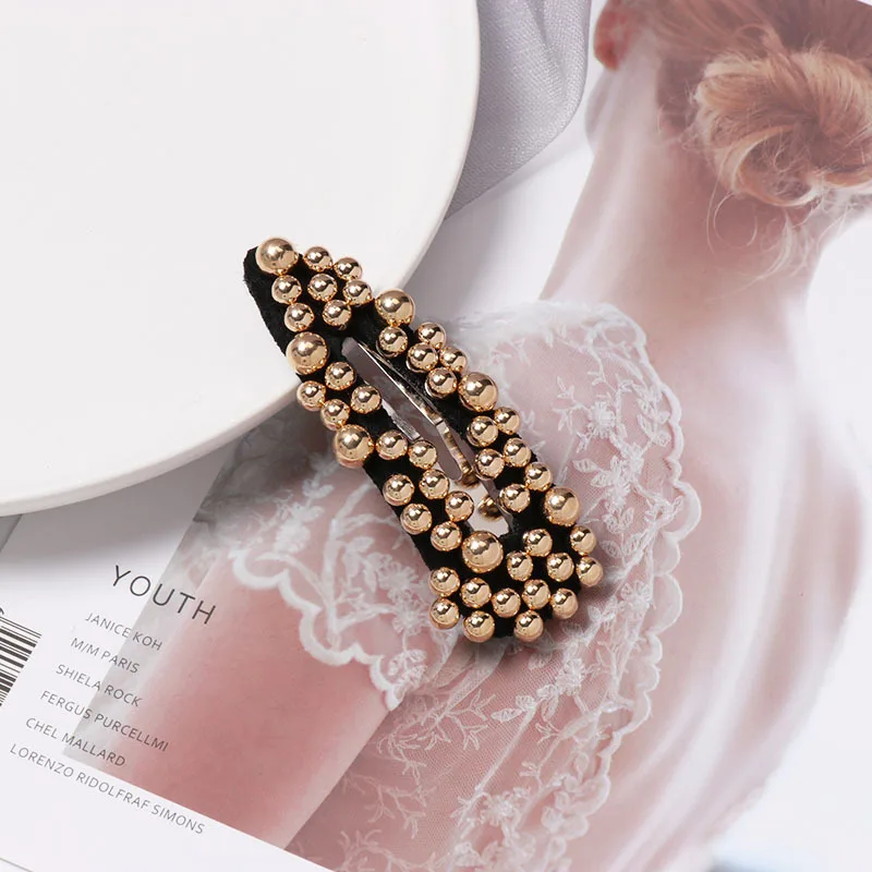Новинка 2019 модная заколка для волос с белыми и черными жемчужинами в стиле