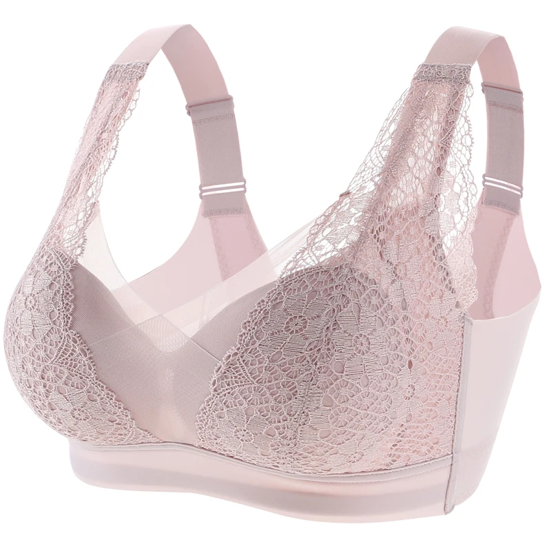 Women's Full Coverage Lightly Padded Wire Free Balconette Lace Bra 34 36 38 40 42 B C D