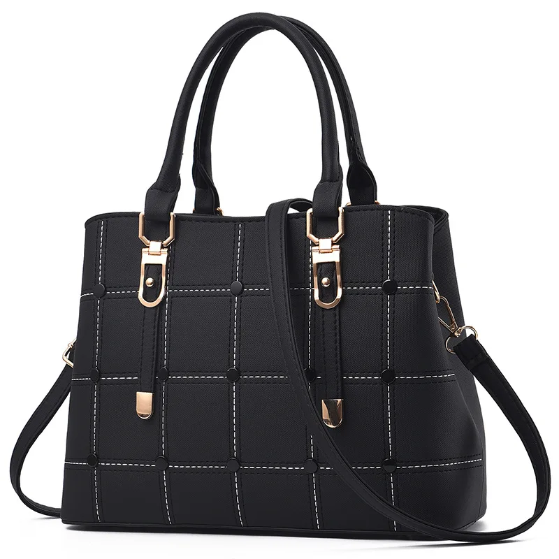 

Luxury Handbags Women Bags Designer PU Leather Black Messenger Bag Fashion Brand Large Capacity Plaid Shoulder Bags
