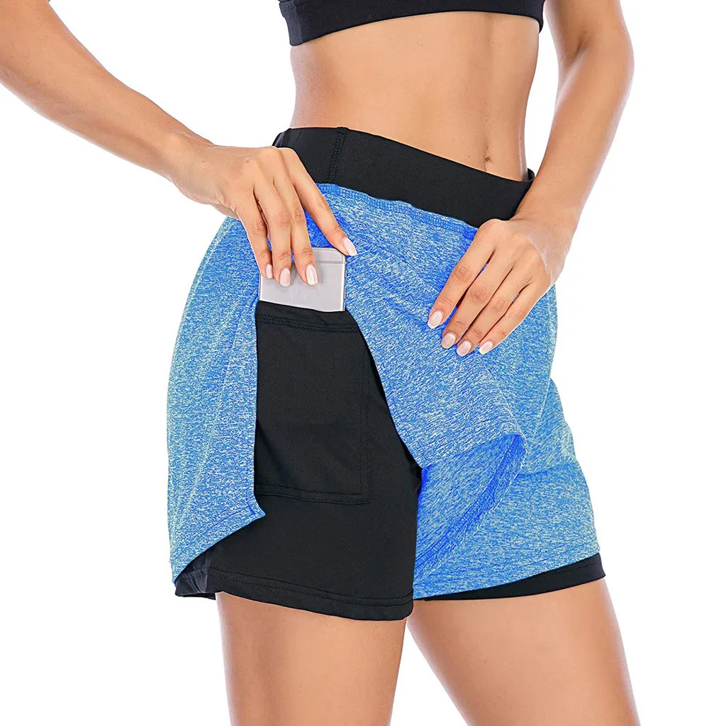Женские шорты для занятий йогой Шорты стрейч с карманами юбка штаны теннисная