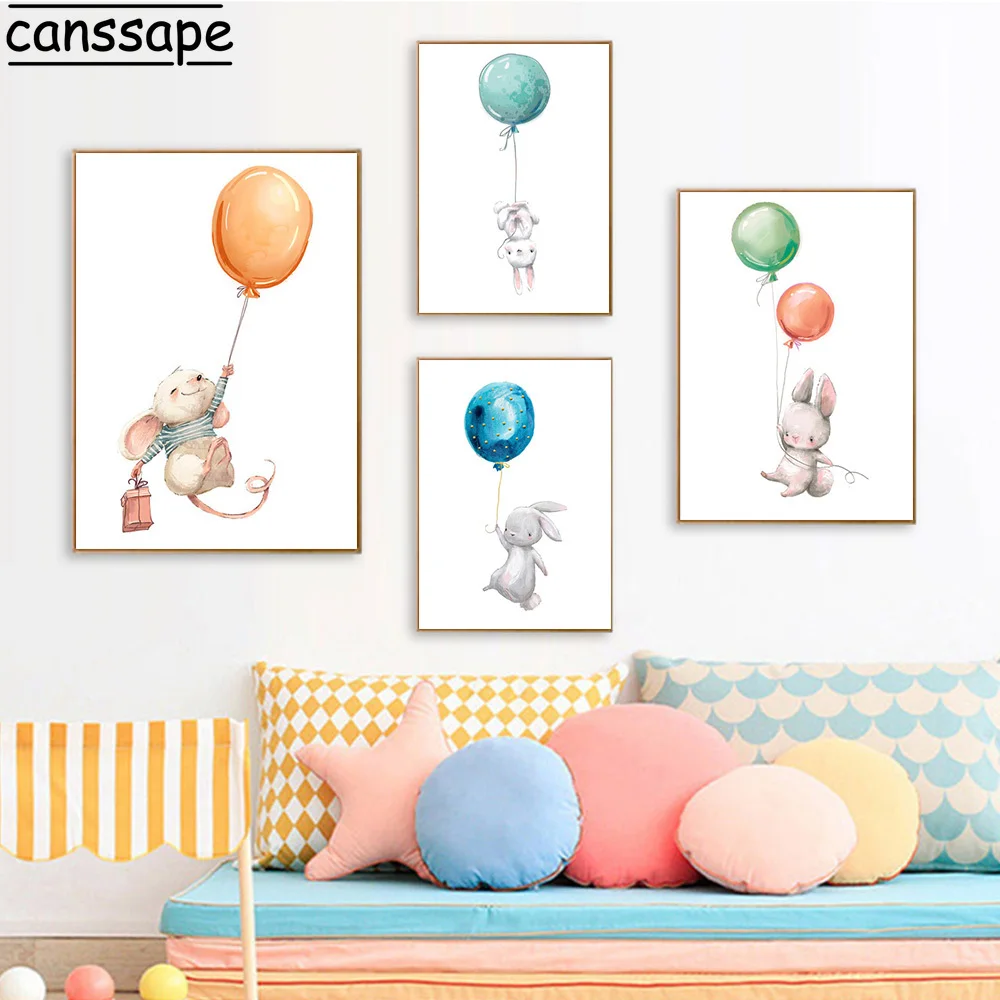Кролик Воздушный шар для детской стены художественный принт коала кролик холст