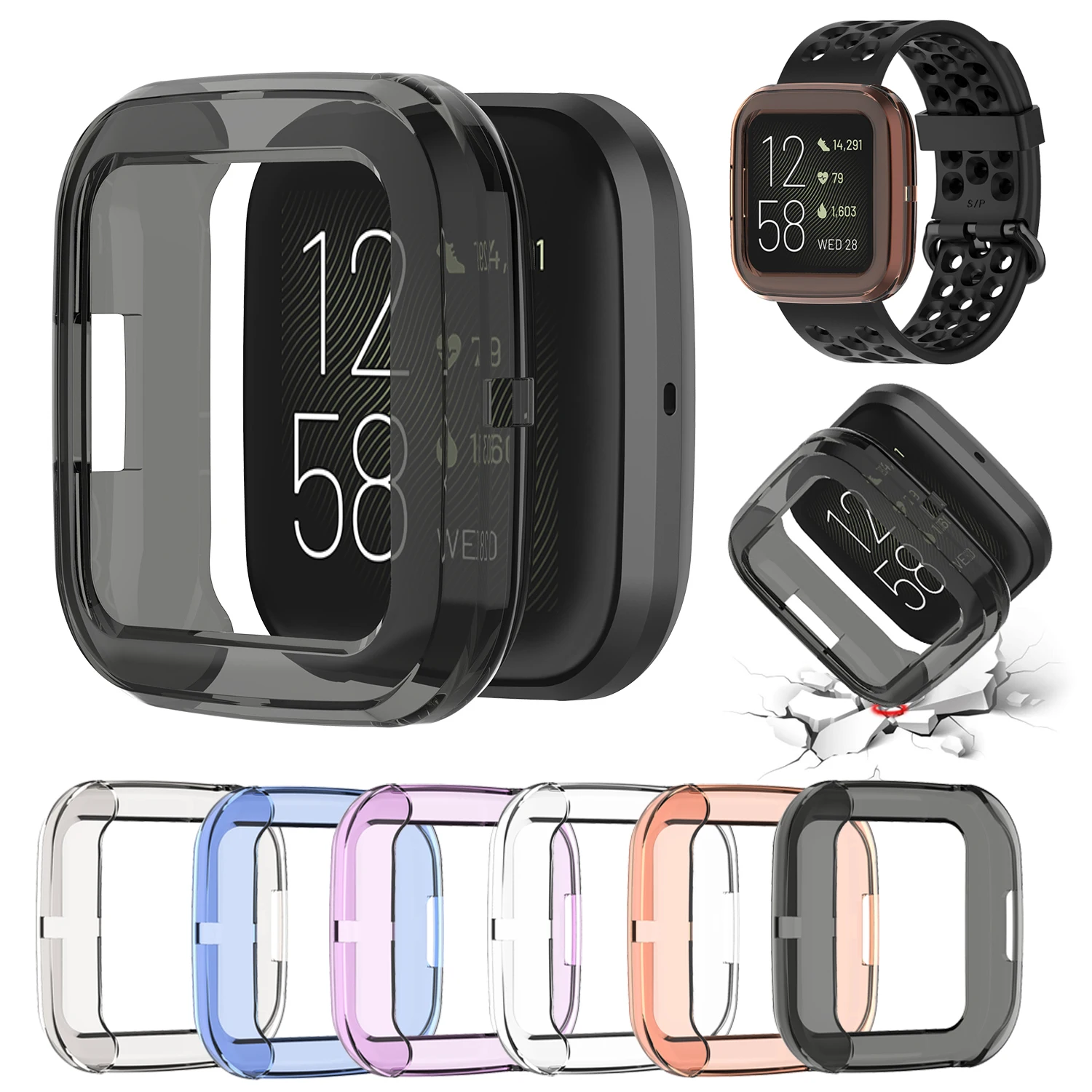 Силиконовый ударопрочный защитный чехол для Fitbit Versa2 Versa 2 мягкий прозрачный из