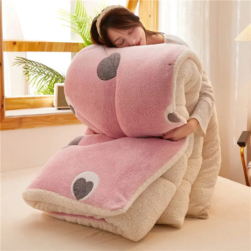 

Скоростное теплое зимнее Флисовое одеяло, зимнее одеяло, одеяло для общежития, одиночное теплое бархатное одеяло из ягненка, двойное одеяло...