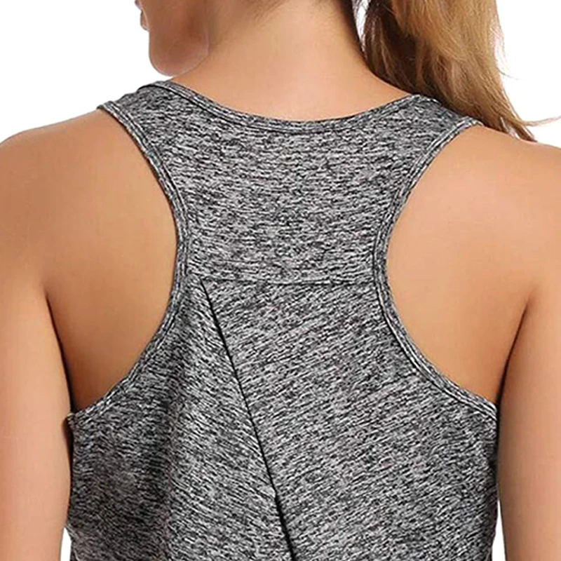 

High Women Fashion Round Neck Sleeveless Solid Quick Dry Tank Top Vests Casual Sports Yoga Fitness Vest DOG88