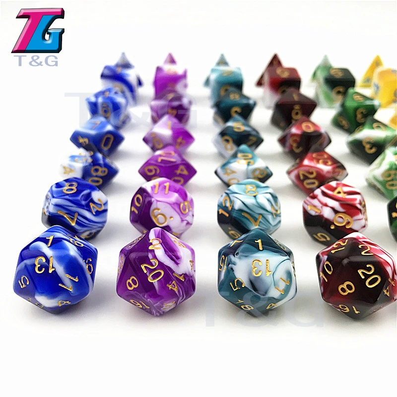 7 шт TRPG игральные кости для D& D D4-D20 многогранные аксессуары для настольной игры