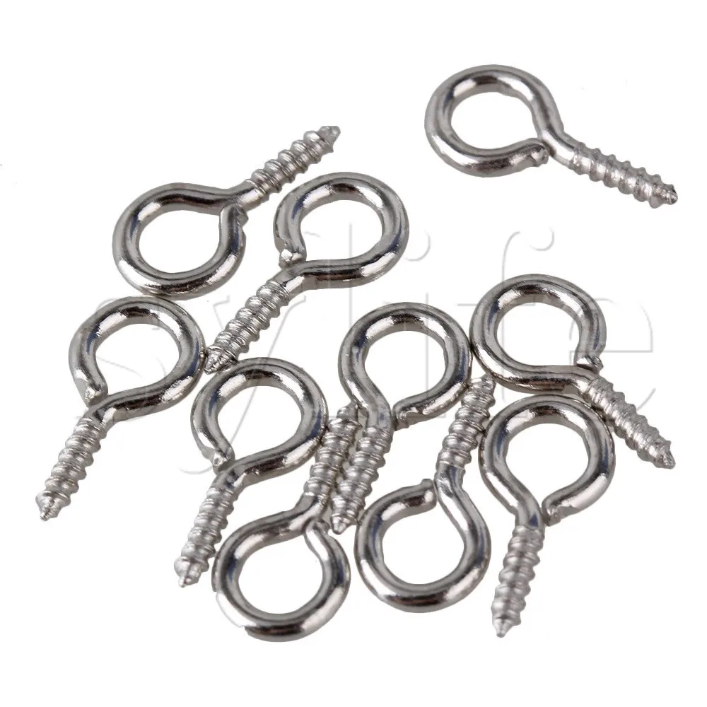 100 х маленькие мини Крючки с петлей 0 3 # винты петлями серебряная железная