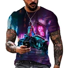 Мужская футболка оверсайз, с 3D-принтом, для отдыха, фитнеса, улицы, с круглым вырезом, с коротким рукавом, Спортивная трендовая рубашка, для лета