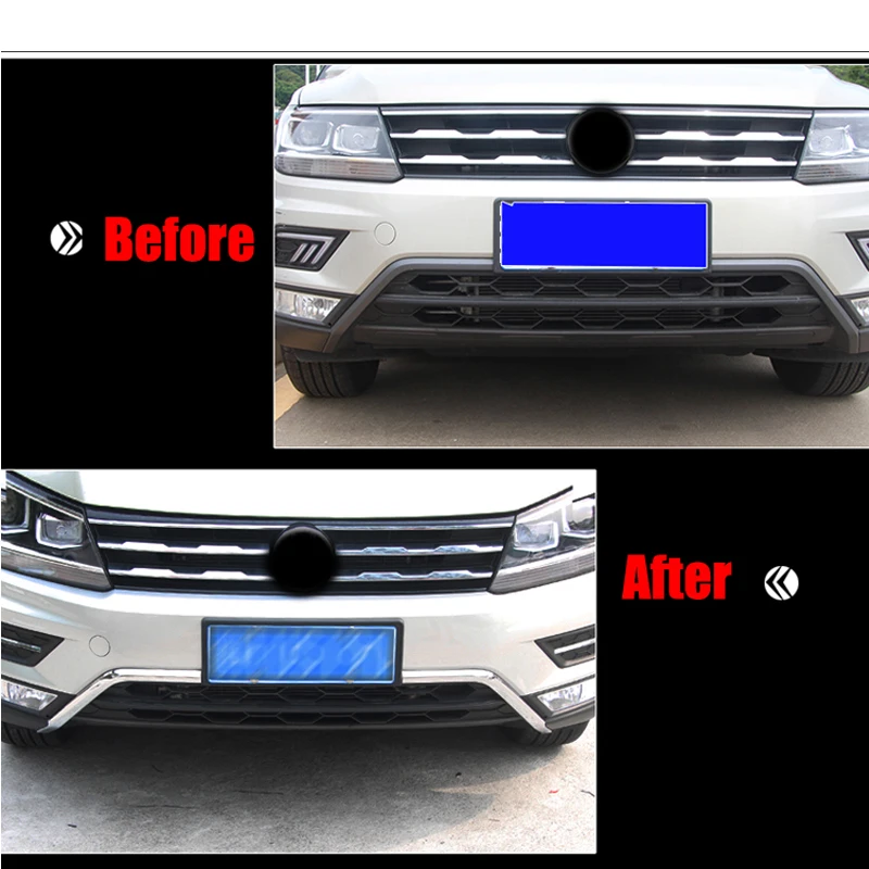 Обшивка переднего бампера для VW Volkswagon Tiguan 2017 2018 ABS Chrome отделка гонок гриль