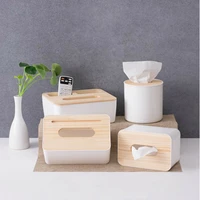 simple tissue box household multifunctional storage living room coffee table bamboo wooden napkin pumping box