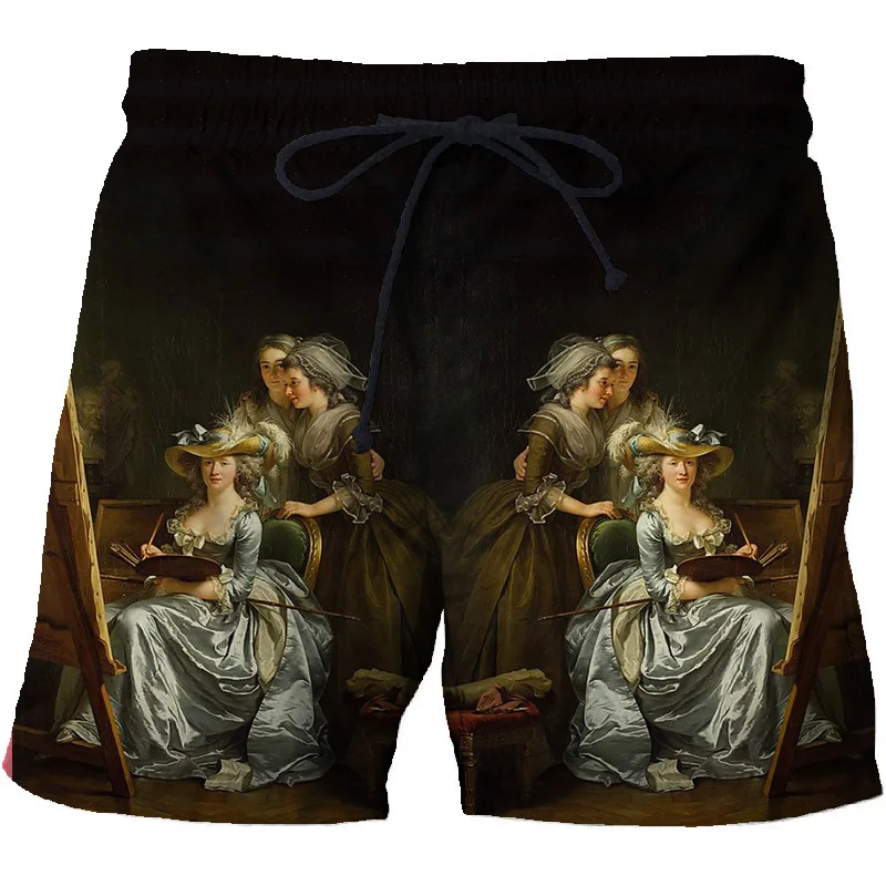 

World famous paintings 3D printing shorts summer men's casual art wear beach shorts fashion swimwear pants plus size shorts