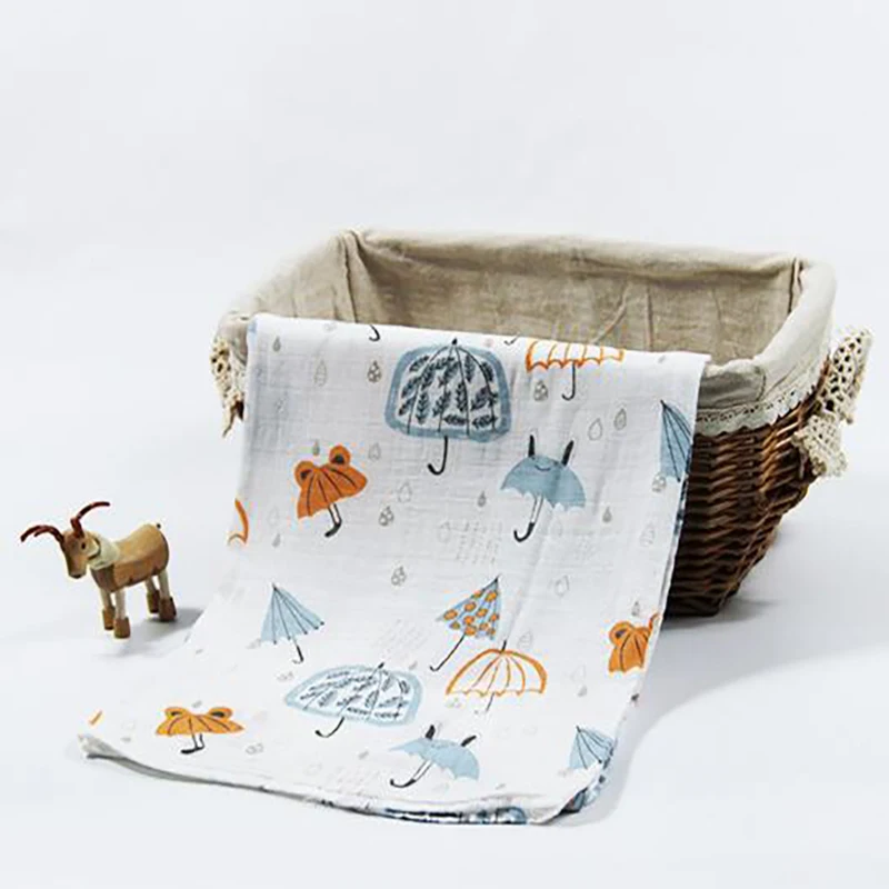 

Baby Bath Towel Stroller Muslin Blanket Cotton Towels Gauze Newborn Swaddle soft Bedding Breathable 120*120cm BMT053