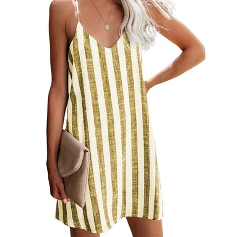 

Fashion sexy striped suspender dress women's clothing gothic dress women dresses summer 2020 maxi dress white dress women