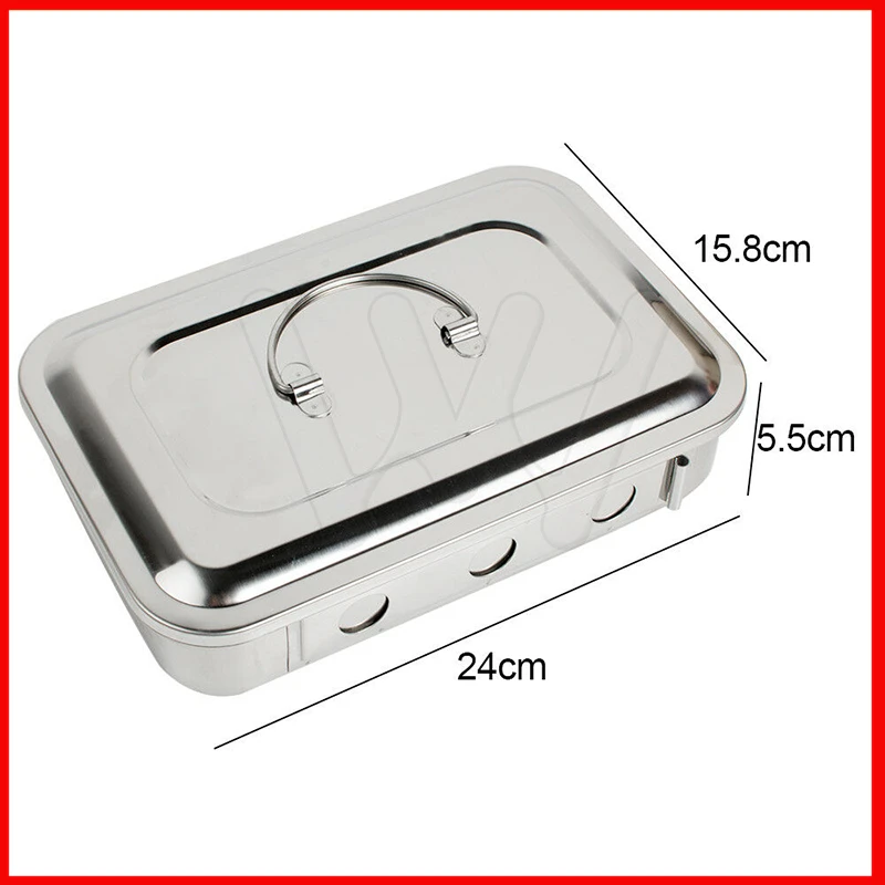 

Stainless Steel Square Dish Lid Dental Instruments 9 inch Medical Sterilizer Box