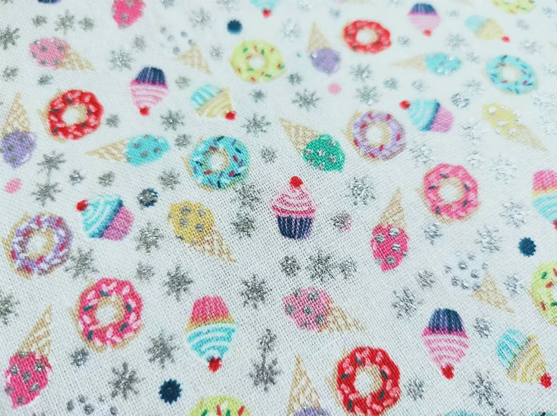 110*50 см блестящая пончик торт мороженое хлопчатобумажная ткань для маленьких