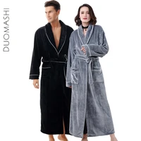 coral fleece nightgown bath robe for women and men winter thickening mens flannel winter bathrobe pajamas couple warm sleepwear