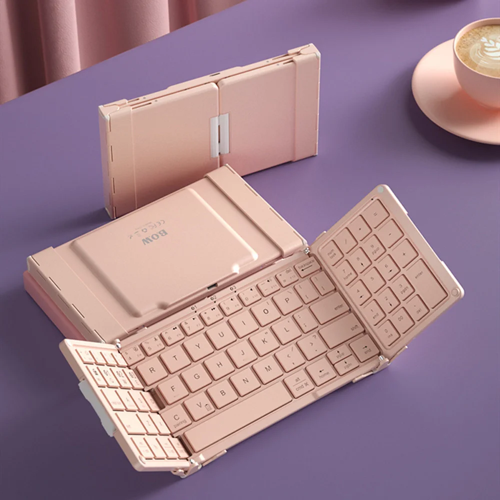 

Aluminum Case Portable Folding Bluetooth Keyboard, Foldable Wireless Mini Tablet Keyboard For IOS/Android/Windows Phone