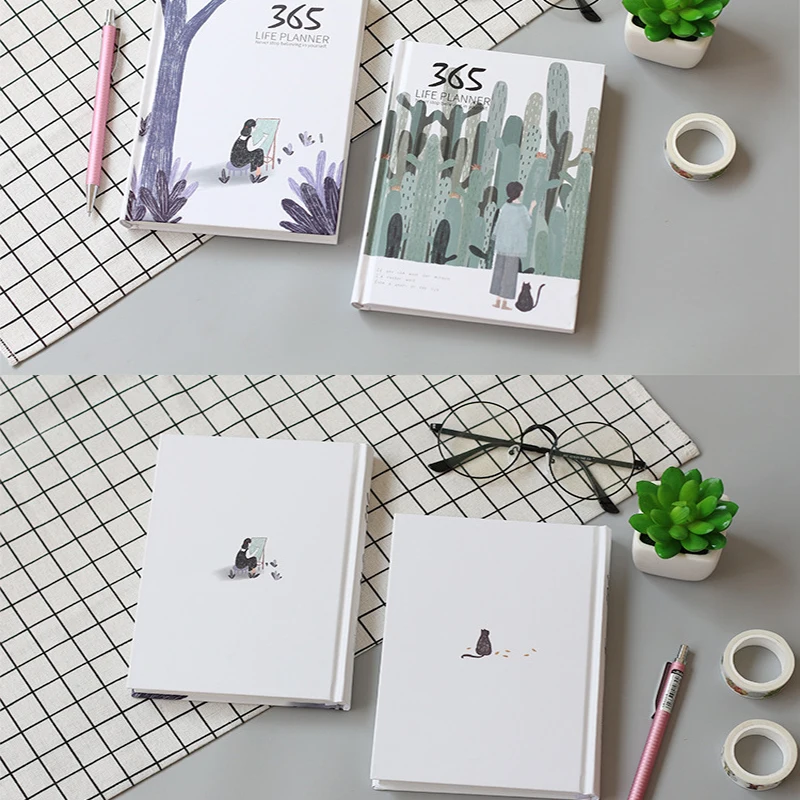 

Simple and fresh Stationery Notebook 365 Planner Kawaii Weekly Monthly Daily Diary Planner Notebooks or Journals School Supplies