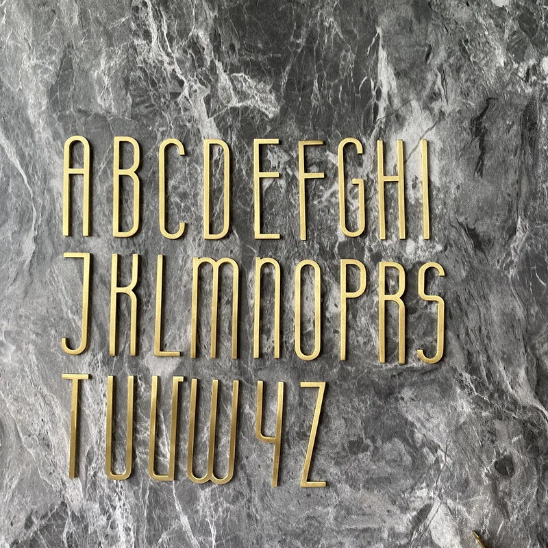 8cm Height Brass Letter Room Number DIY Door Plate Family Shop Name Home Wall Decoration Copper House Plate