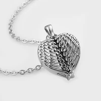 custom urn necklace for ashes angel wings heart cremation jewelry keepsake stainless steel memorial ash holder pendant