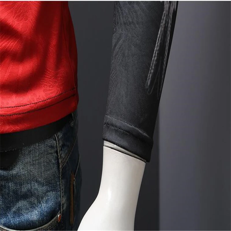 

high-quality hot new men's T-shirt printing fashion O-collar long-sleeved shirt