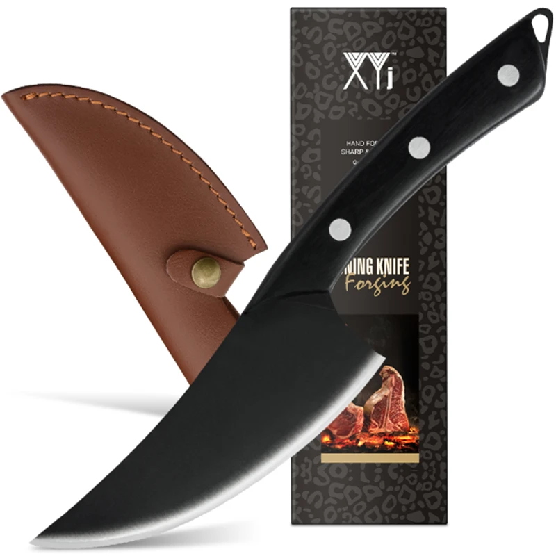 

XYj Hunting Camping Stainless Steel Kitchen Chef Knife Cleaver Butcher Leather Cover Sheath Wood Handle Kitchen Tools Accessory