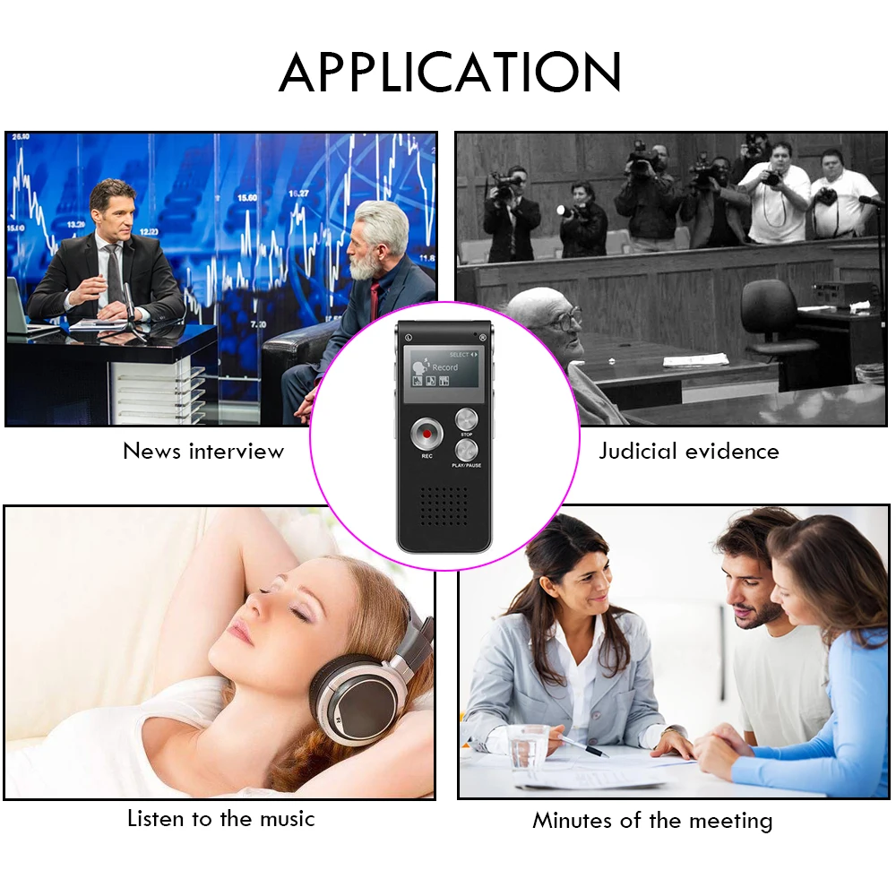 8 ГБ Цифровой диктофон перезаряжаемый Диктофон Телефон аудио плеер Высокое