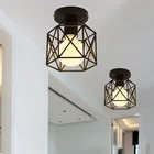 Современная винтажная потолочная лампа в скандинавском стиле, черная металлическая креативная лампа в стиле индастриал с утапливаемым креплением, светильник в стиле ретро для кафе и гостиницы