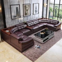 leather sofa u shaped head shaped leather simple modern living room leather sofa corner large family sofa combination