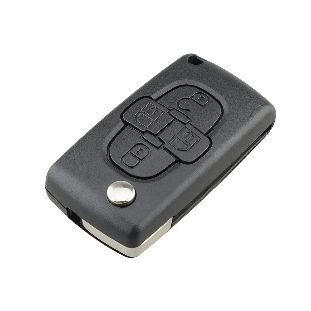 

4 Buttons HU83 Blade Flip Floding Remote Car Key Fob Case for Peugeot 1007 Citroen c4 c6 C8 car Key Shell CE0523