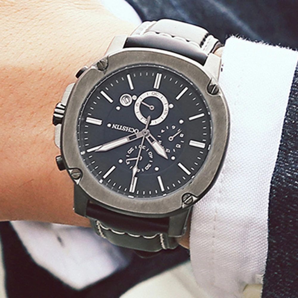 Часы мужские Кварцевые водонепроницаемые с хронографом и датой - купить по